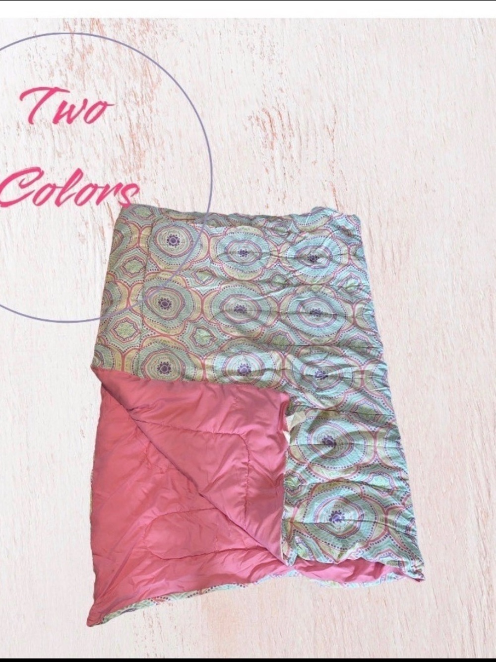 Reversible Pink and Mint Patterned Comforter